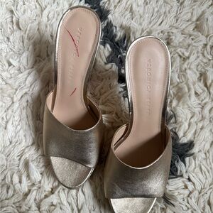 Veronica Beard Metallic Gold Mules